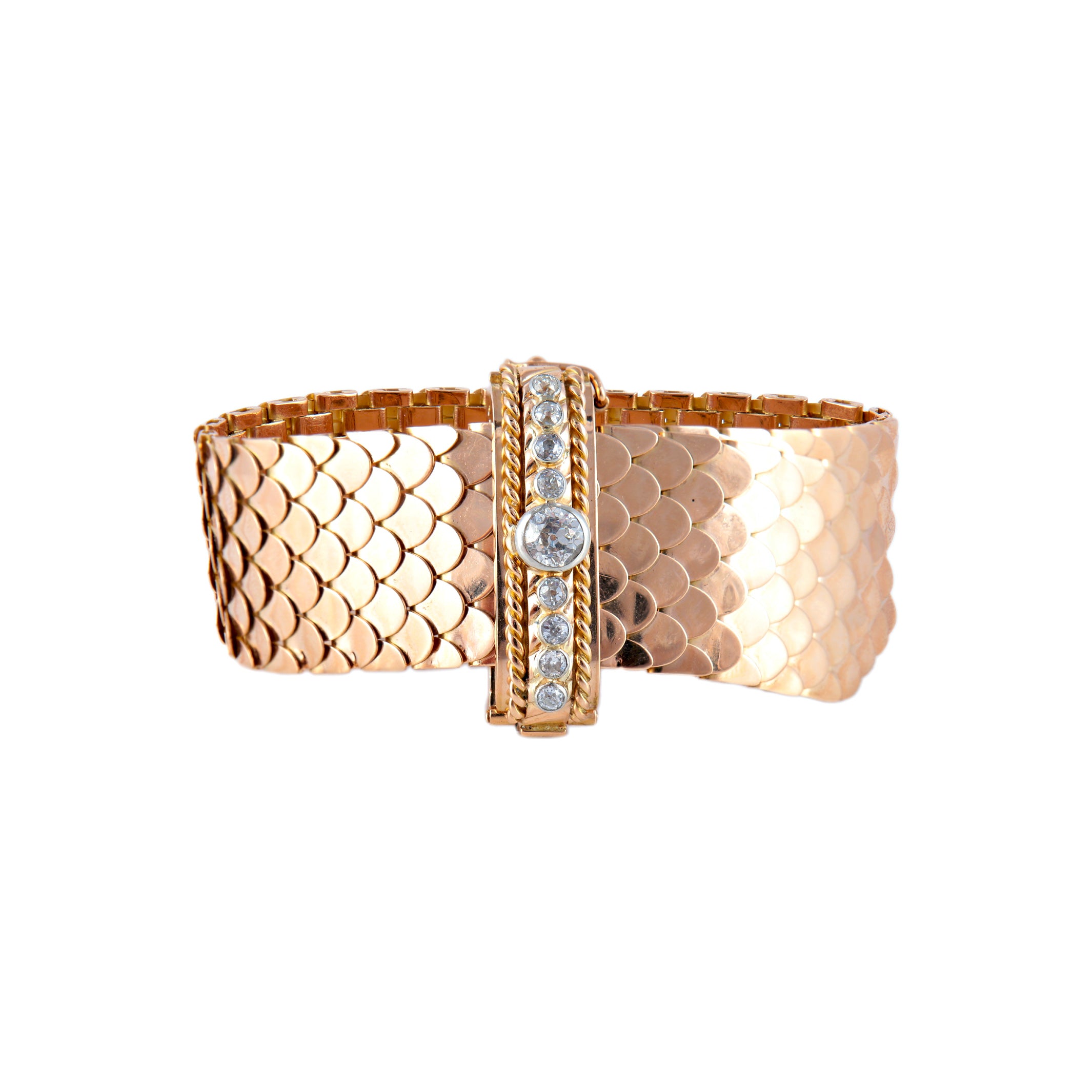 Bracelet Ceinture en or et diamants des années 50