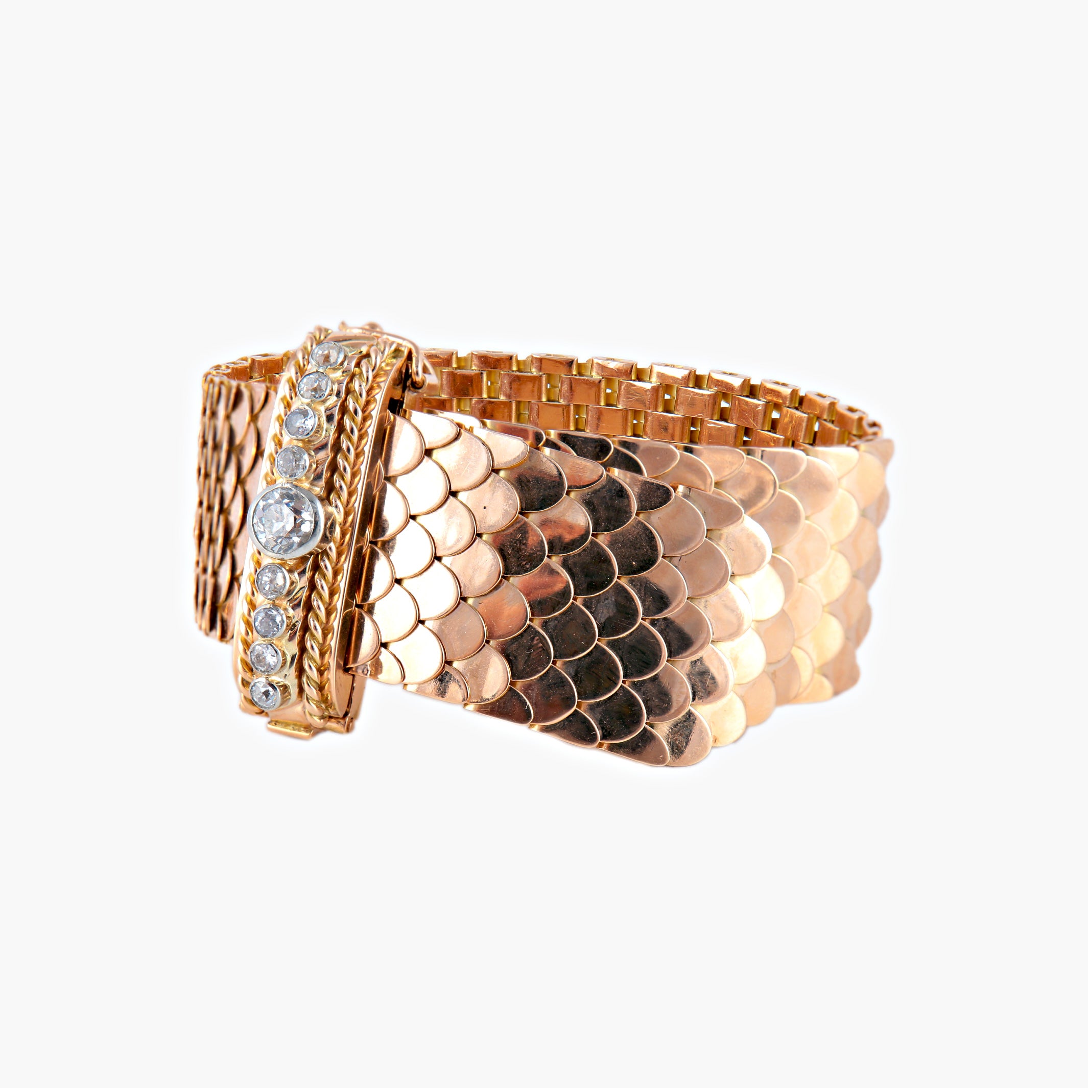 Bracelet Ceinture en or et diamants des années 50