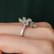Bague Feuilles or blanc et diamants