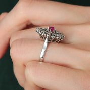 Bague Marquise or blanc et diamants