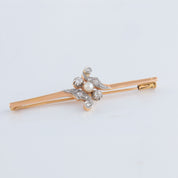 Broche or jaune, diamants et perle