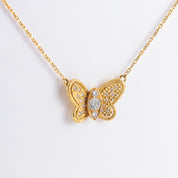 Collier Papillon or jaune et diamants