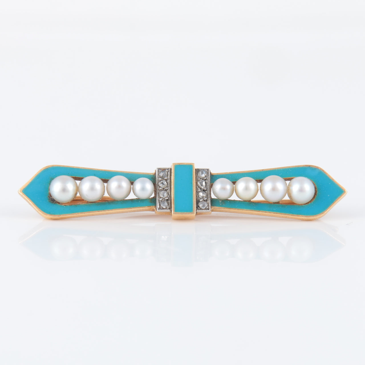 Broche Art Déco turquoise, perles et diamants