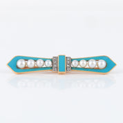 Broche Art Déco turquoise, perles et diamants