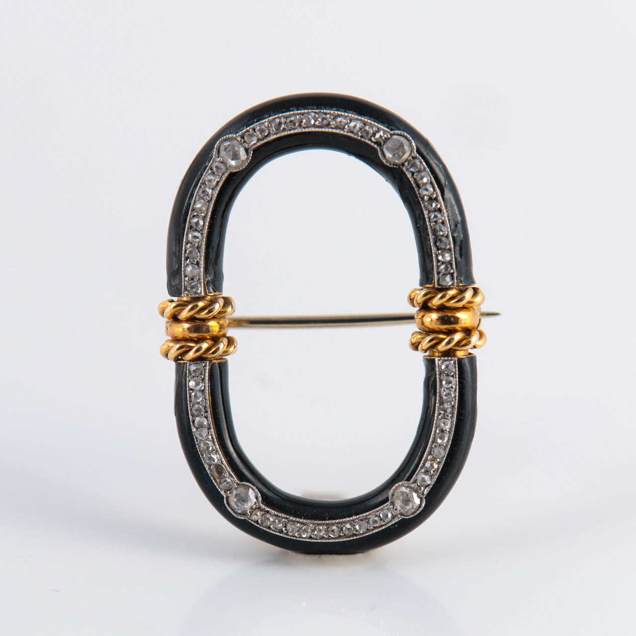 Broche Napoléon III diamants et onyx