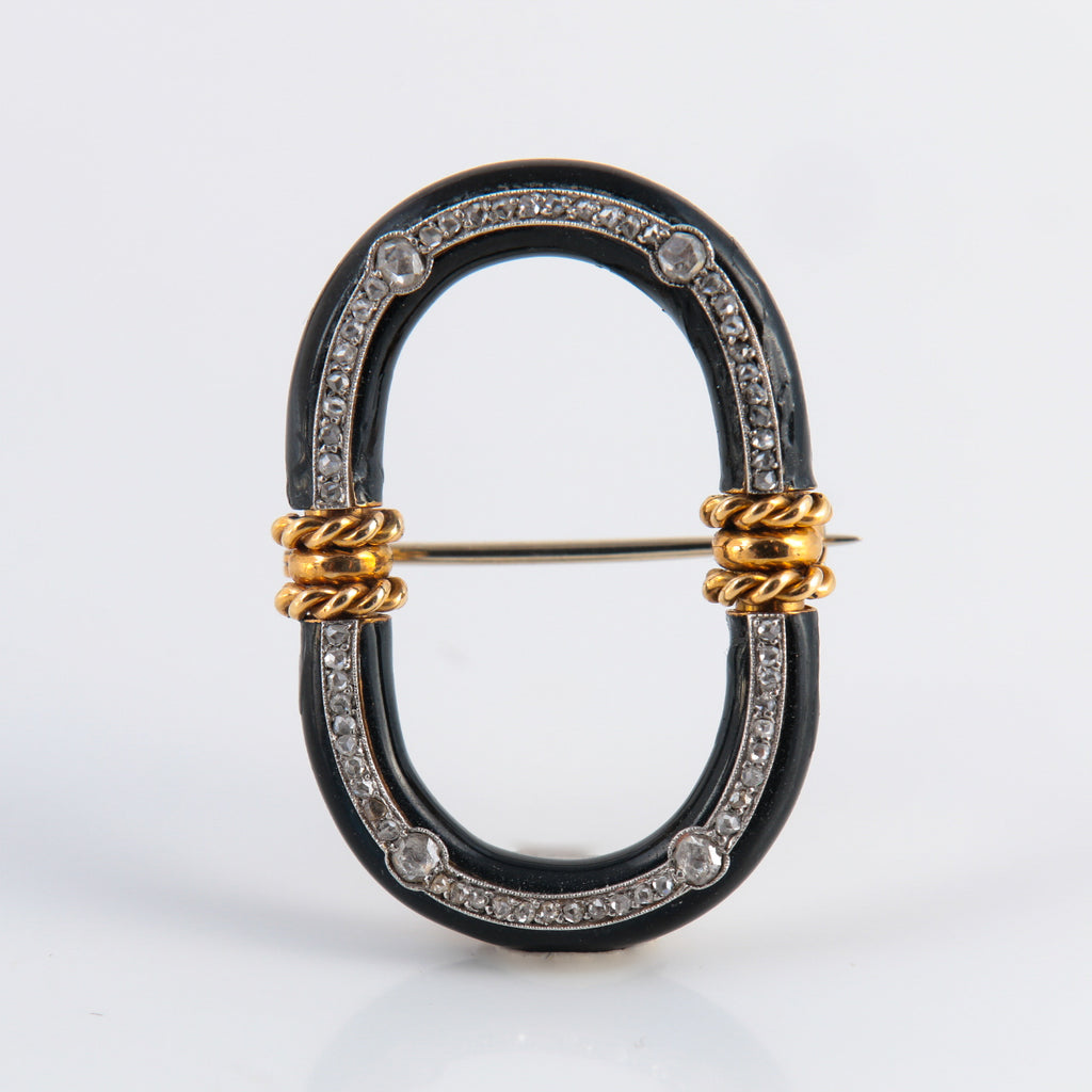 Broche Napoléon III diamants et onyx