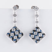 Boucles d'oreilles géométriques saphirs et diamants