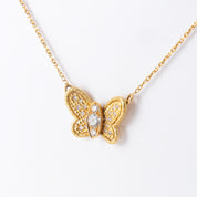 Collier Papillon or jaune et diamants