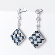 Boucles d'oreilles géométriques saphirs et diamants