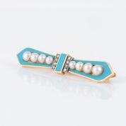 Broche Art Déco turquoise, perles et diamants