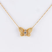 Collier Papillon or jaune et diamants