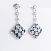 Boucles d'oreilles géométriques saphirs et diamants