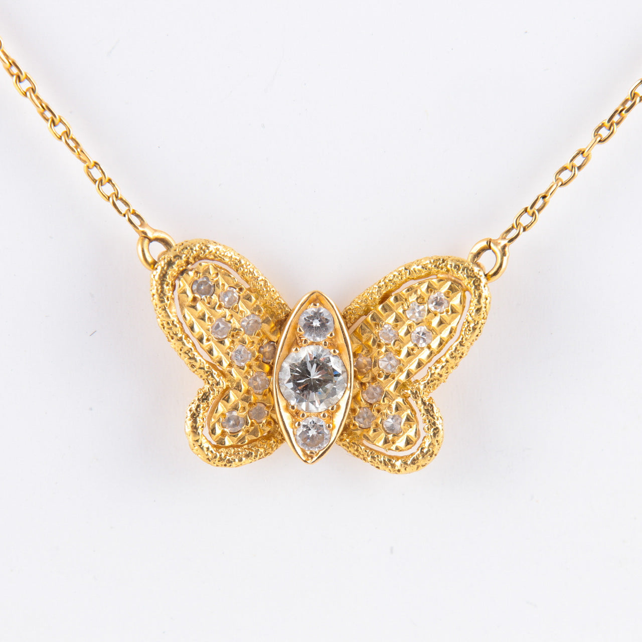 Collier Papillon or jaune et diamants