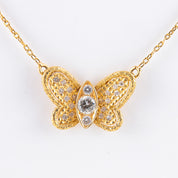 Collier Papillon or jaune et diamants