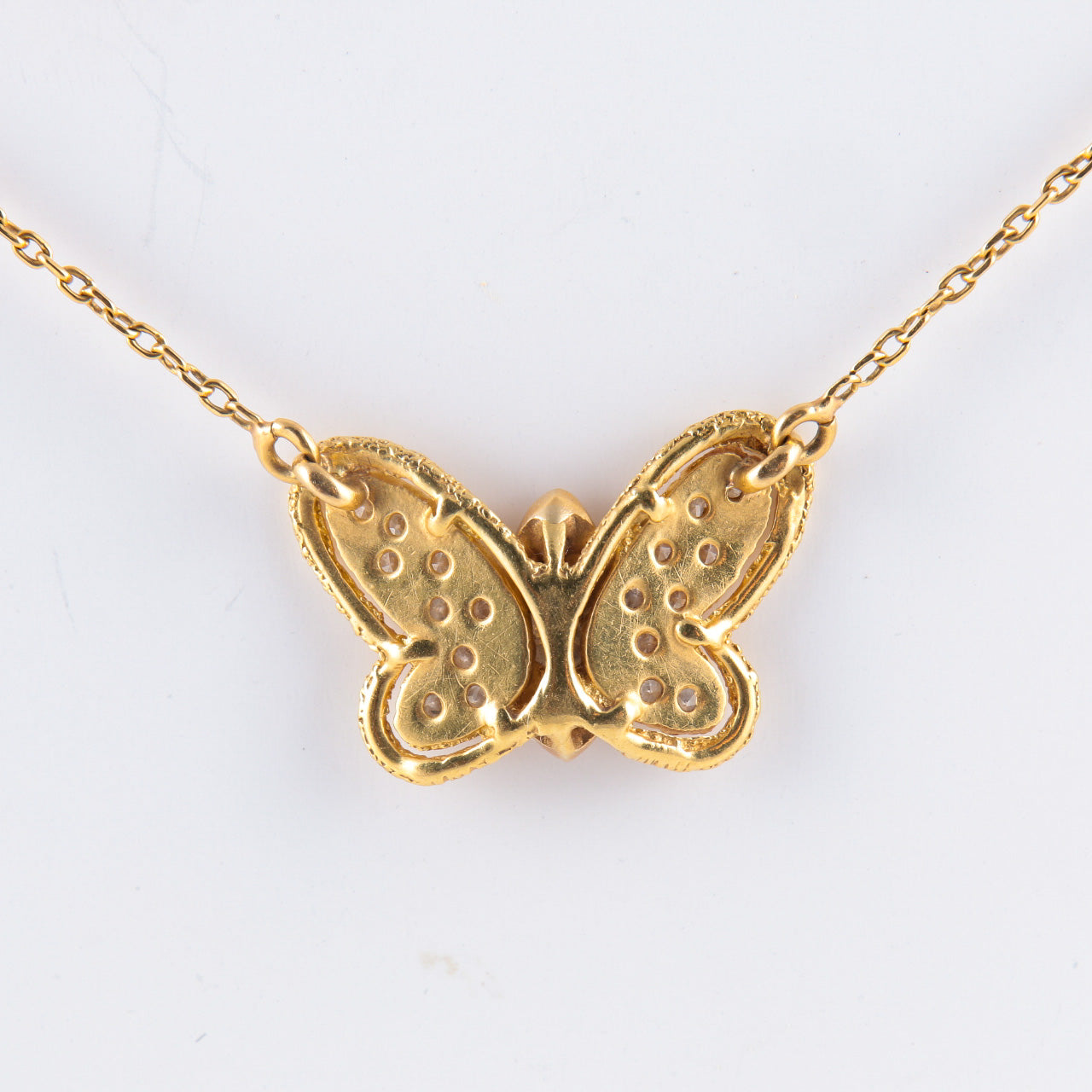 Collier Papillon or jaune et diamants