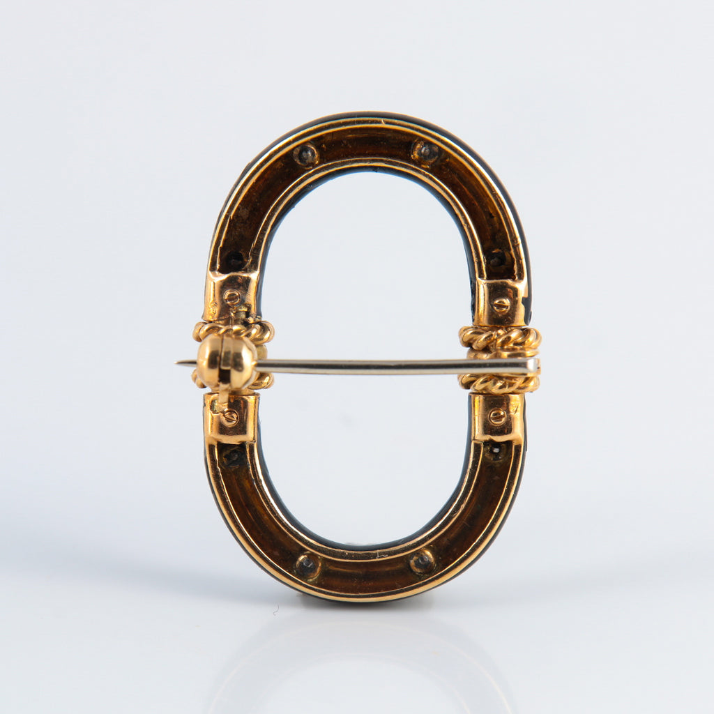 Broche Napoléon III diamants et onyx