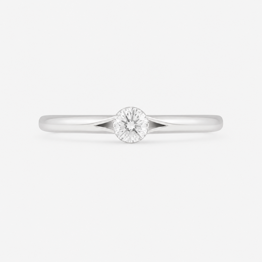 Solitaire diamant 0,20 carats en or blanc.