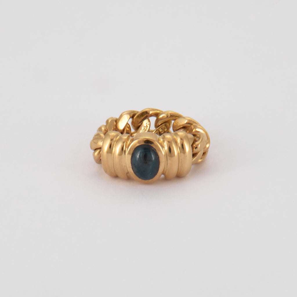 Bague "chaîne" or jaune et saphir.