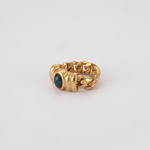 Bague "chaîne" or jaune et saphir.
