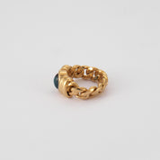 Bague "chaîne" or jaune et saphir.