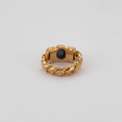 Bague "chaîne" or jaune et saphir.