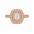 Bague "Mylène" PM en rose et diamant coussin.