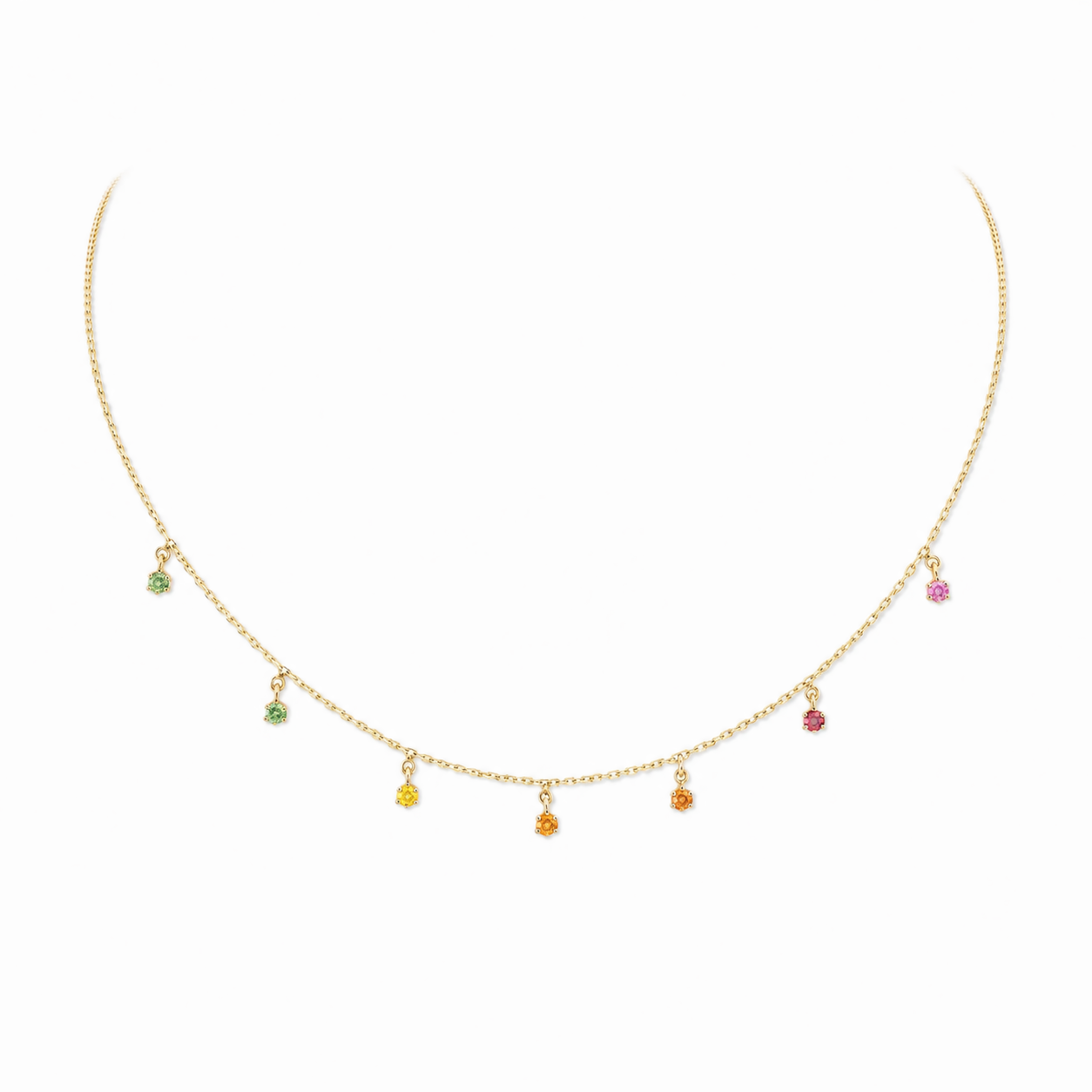 Collier Rainbow en or jaune et pierres multicolores