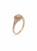 Bague double entourage en or rose et diamants – 1,34 carat