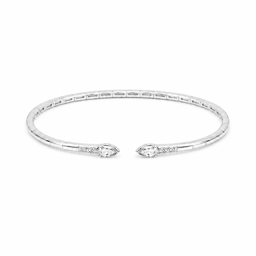 Bracelet jonc en or blanc et diamants poires