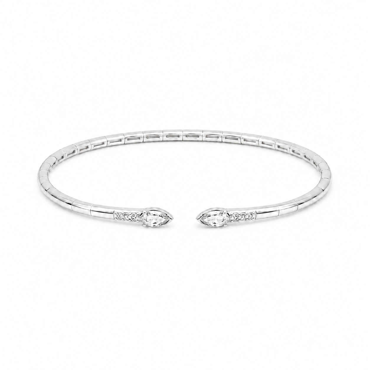Bracelet jonc en or blanc et diamants poires