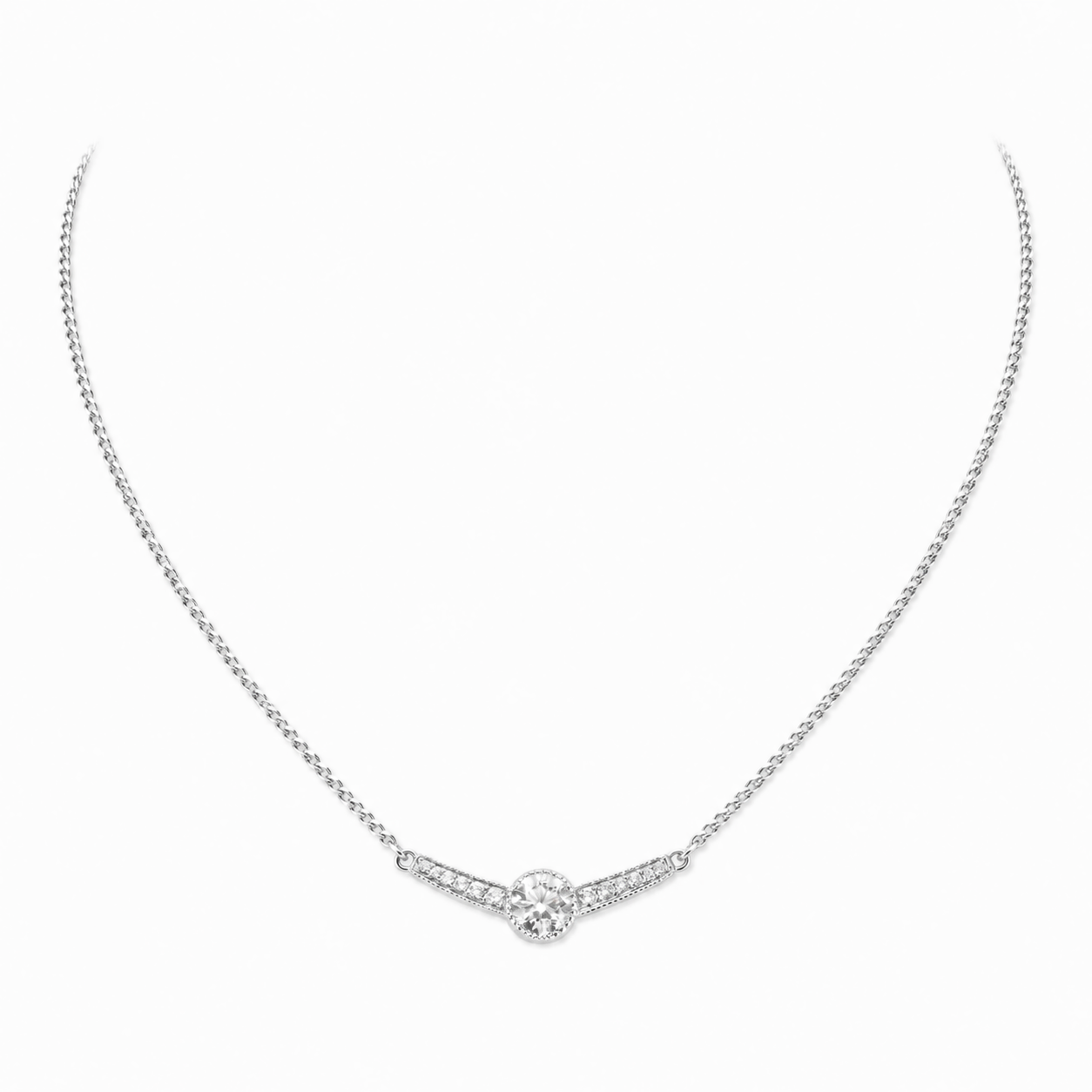 Collier Ailes grand model en or blanc et diamants