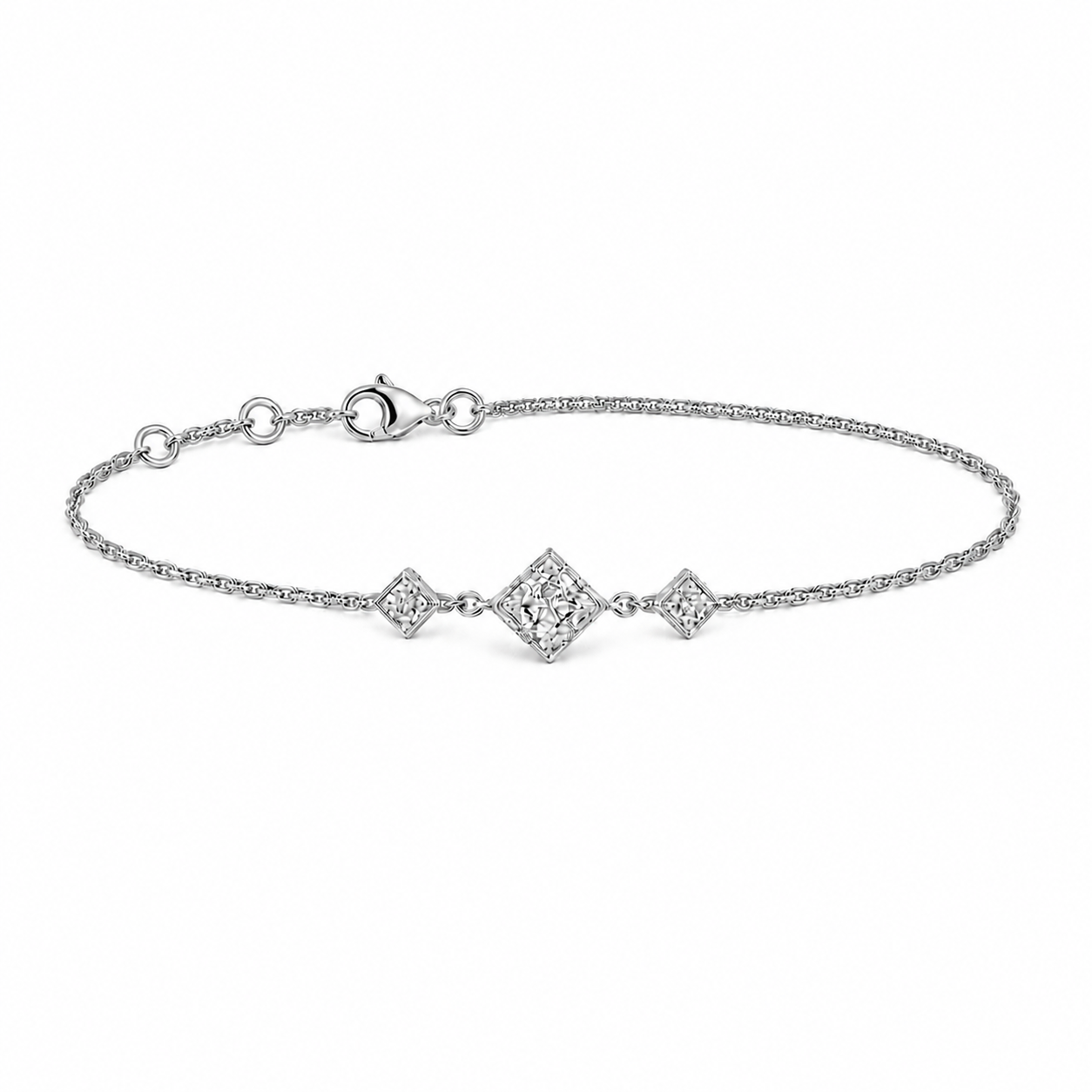 Bracelet diamants princesses en or blanc